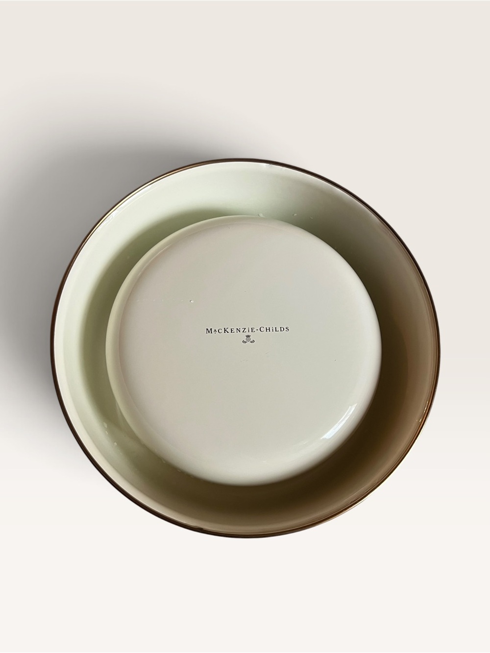 MacKenzie-Childs Rosy Check , Large Enamel Dog Bowl - Picture 4 of 4
